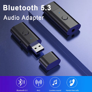 4 in 1 Wireless Bluetooth AUX Adapter Bluetooth 5.3 Car Audio Receiver Transmitter USB to 3.5mm Jack Music Mic Handsfree Adapter