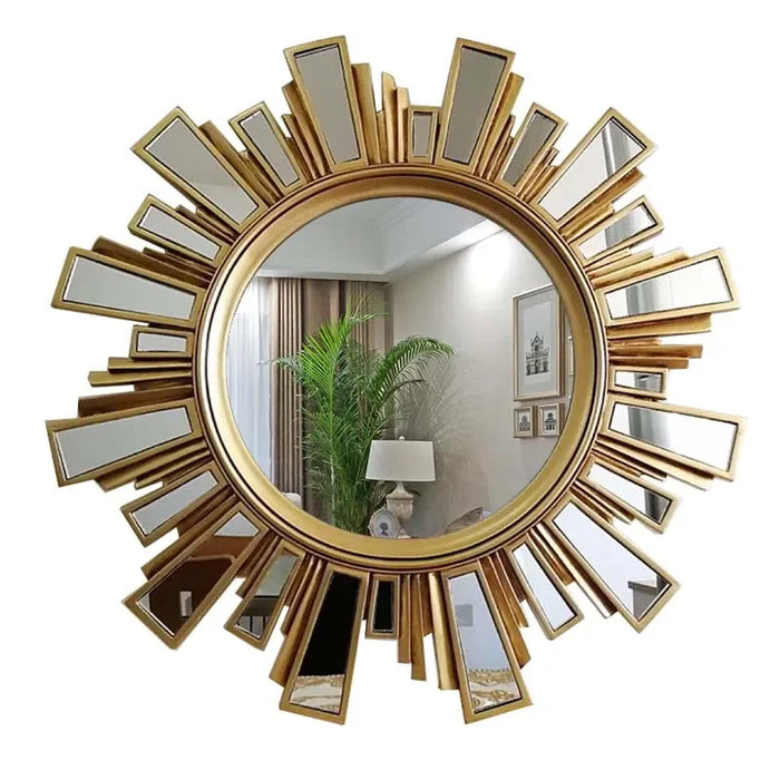 Golden Bathroom Mirrors Round Luxury Antique Vanity Bathroom Mirror Dressing Table Espejo Redondo Home Improvement CC50BM