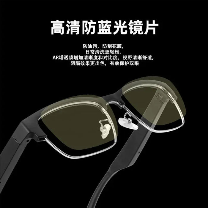 Smart Bluetooth Glasses Men's and Women's Headphones Wireless Music Can Be Equipped with Degrees Myopia Glasses Color Black