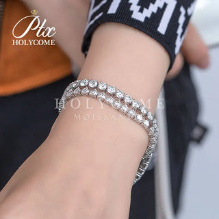 Holycome Jewelry 6.5mm D VVS1 Silver Fashion Jewelry Tennis Bracelet 17cm-20cm EX Round Cut  Moissanite Factory Supplier