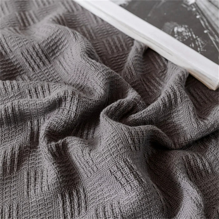 Soft Cozy 100% Cotton Throw Blanket Wide 100cm/150cm/180cm/200cm Plain Knitted Sofa Bed Cover Bedspreads Home Decor Thin Blanket