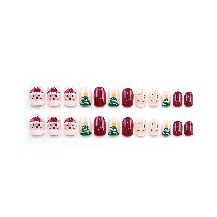 Wholesale  Christmas Tree Snowman Nail Art Christmas new cute short manicure press on  nails