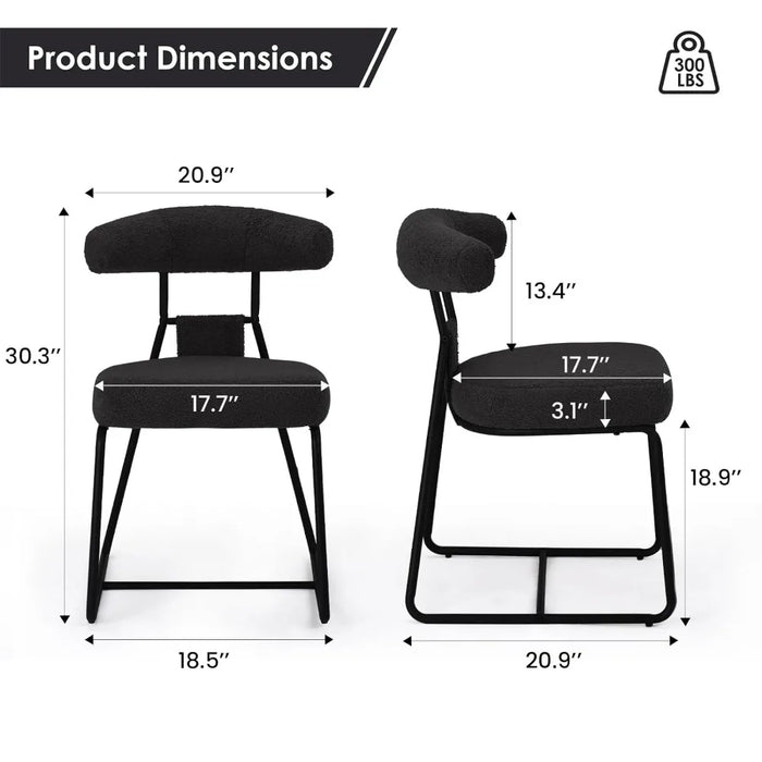 Dining Chairs Set of 4 for Living Room with Black Metal Legs