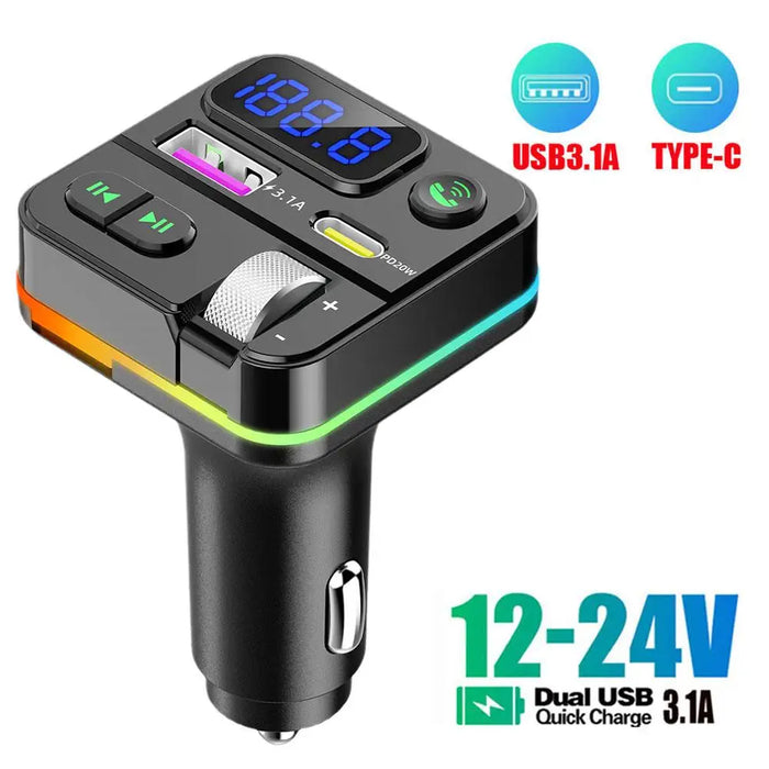 2023 Bluetooth 5.0 FM Transmitter For Car FM/AUX Bluetooth Car Adapter Car Charger Bass Boost 3 Ports Charger Bluetooth Adapter