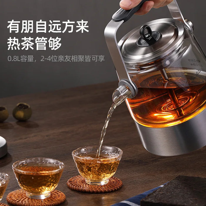 Fully automatic tea maker flower teapot health pot black tea spray steam teapot mini glass pot