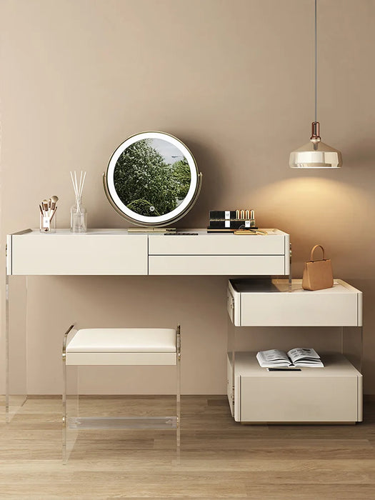 Light Luxury Acrylic Makeup Table, Bedroom, Modern and Minimalist Integrated Solid Wood Storage Cabinet, Dressing Table