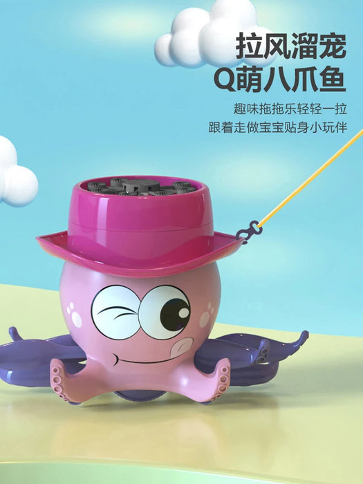 Cable Small Octopus Bubble Machine Drawstring Walking Octopus Bubble Blowing Children Automatic Boy