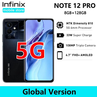 infinix NOTE 12 PRO 5G 8GB 128GB original Smartphone 6nm Dimensity 810 Ultra Processor 6.7" FHD+ AMOLED 108MP Camera MobilePhone