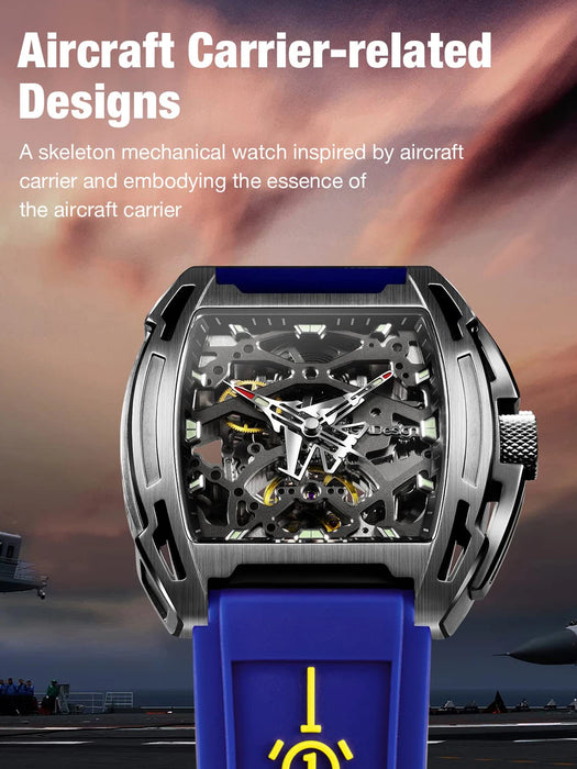 CIGA Design Titanium Mechanical Watch Men Z Series Automatic Movement Luminous Skeleton Wristwatches Silicone Strap Timepiece