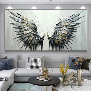 Abstract Angel Wings Posters Prints Large Size Gold Gray Feather Canvas Painting Bohemian Style Wall Art Mural Modern Home Decor