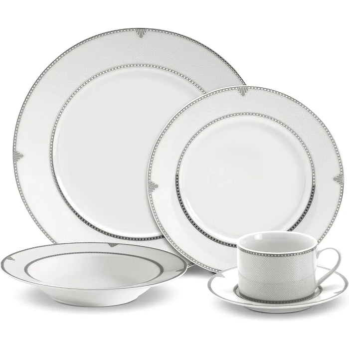 Food Plate 40-Piece Porcelain Dinnerware Set Service for 8 Ceramic Dishes to Eat Tableware Set of Plates Dinner Sets Dish Luxury