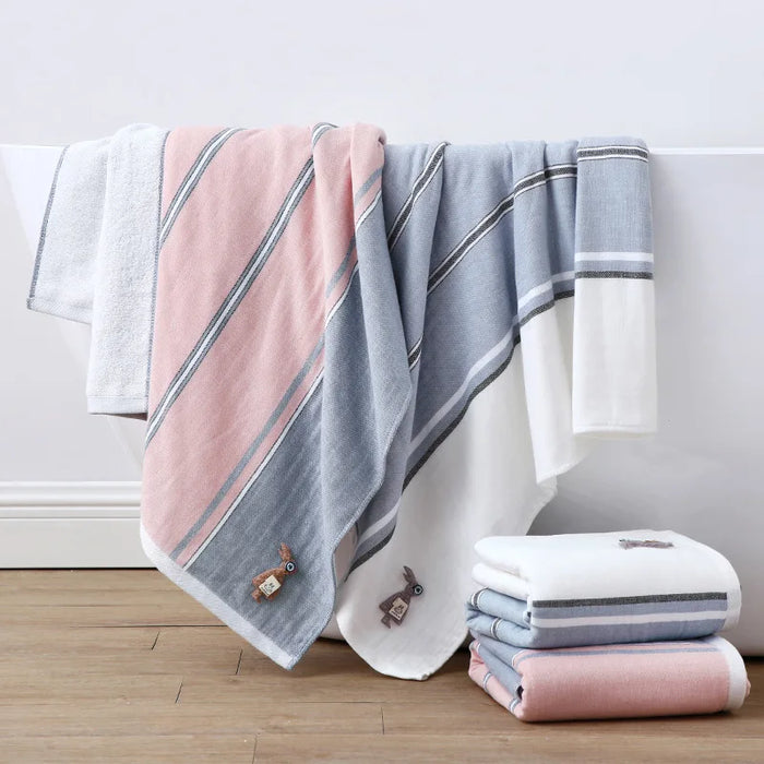 Stripes Bath Towel Set Bathroom Cotton 100 70*140 34*76 for Women Men Adults Children Free Shipping