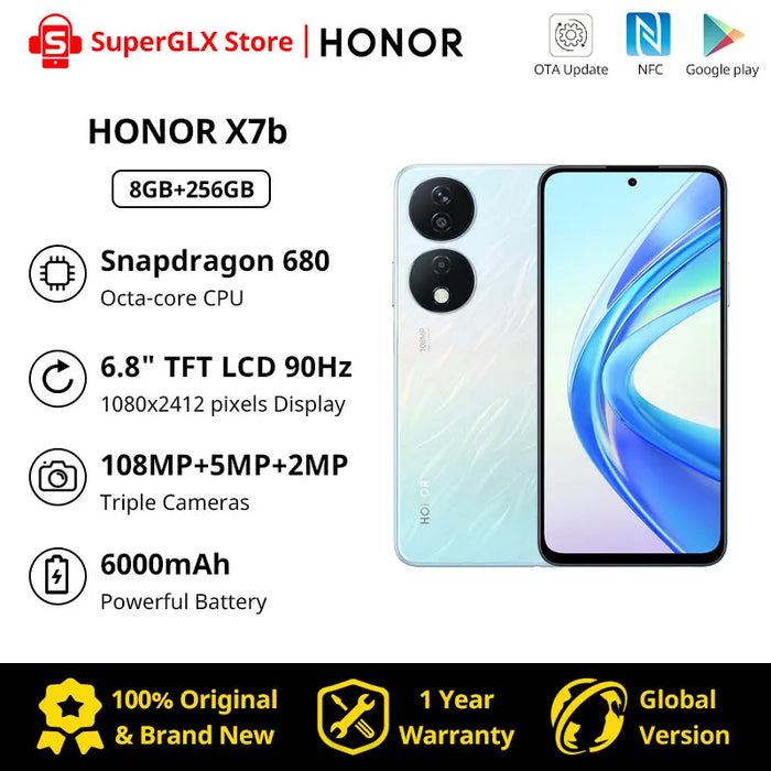 2024 Original HONOR X7b 4G Smartphone Snapdragon 680 6.8 inches 90Hz Refresh Rate Display 108MP Camera 6000mAh Battery