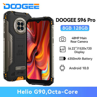 DOOGEE S96 Pro Rugged Mobile Phone NFC Helio G90 Octa Core 48MP Round Quad Camera 20MP Infrared Night Vision 8GB128GB Smartphone