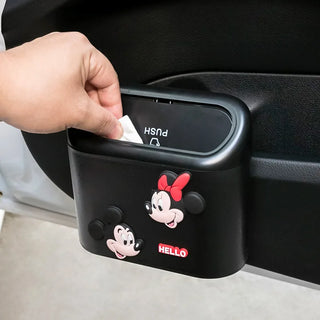 Disney Anime Mickey Minnie Mouse Car Trash Can Cute Corgi Car Stowing Tidying Storage Bucket Auto Ornaments Interior Accessories