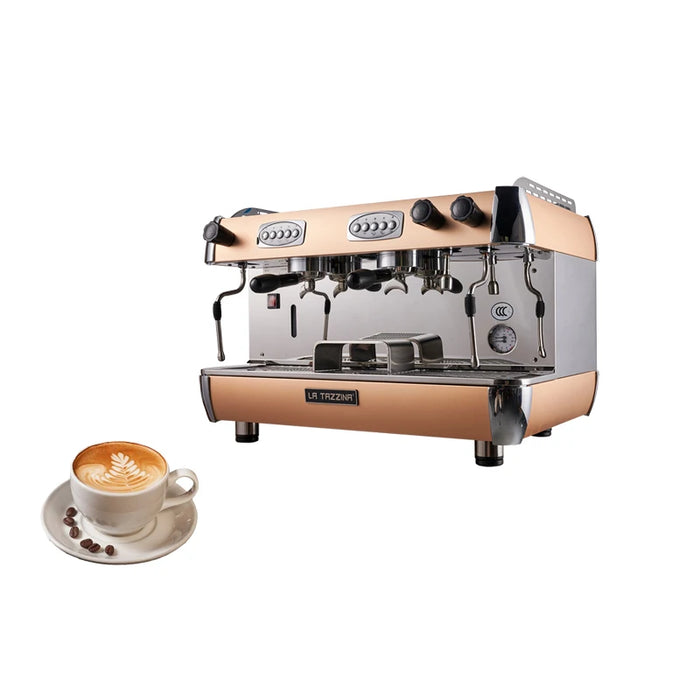 LA TAZZINA Double Groups Coffee Machine 11L Food Grade Stainless Steel Boiler For Restaurant/Cafe