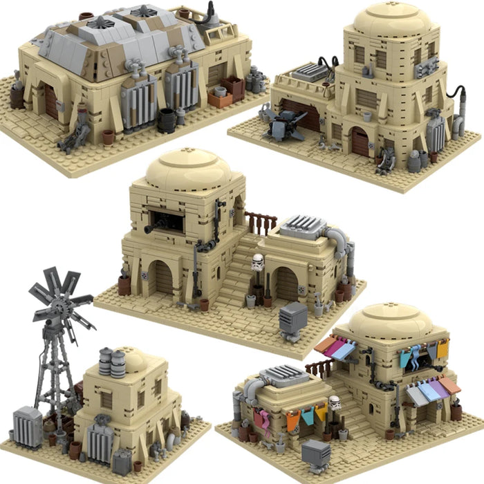 Hot selling creative desert city building blocks model Tatooine Street single-family house set MOC building blocks toy gift