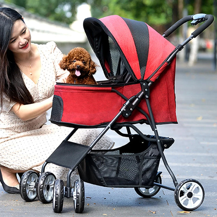 Factory wholesale portable and folding pet stroller separate pet dog stroller with 4 wheels