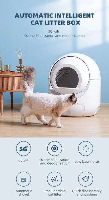 2023 new design hot selling enclosed wifi safety electric self cleaning auto cat litter box