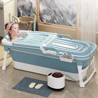 Foldable Portable Bathtub Simple with lid Bathtubs Adult Thicken Plastic Bathroom Tub Bath Barrel Spa Freestanding Ice Bath