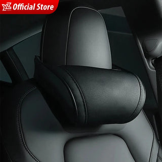 YZ Seat Headrest Travel Rest Neck Pillow For Tesla Model 3/Y/X/S PU Leather Neck Pillow Memory Foam Pillows Car Accessories