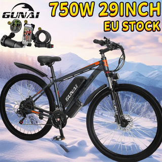 EU STOCK GUNAI 750W Electric Women Bike 29*2.1Inch Off-Road Tire Electric Bicycle 48V 15Ah Battery 21 Speed Adult Mountain Ebike