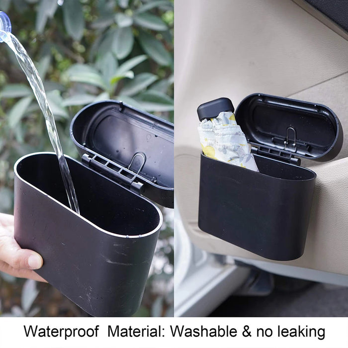 Portable Hanging Mini Car Trash Can,Wastebasket Trash Can with Lid, for Car Office Home,Auto Storage Bin Accessories