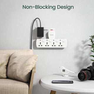 LENCENT Multi Plug Extension Socket with 4 Universal AC Outlets 3250W 13A Extension Plug Adapter with Switch for Home Office