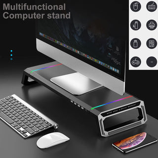 T1 Laptop Monitor Stand Riser RGB Support with 4 USB Mobile Phone Holder Drawer Storage Box heightening bracket for PC