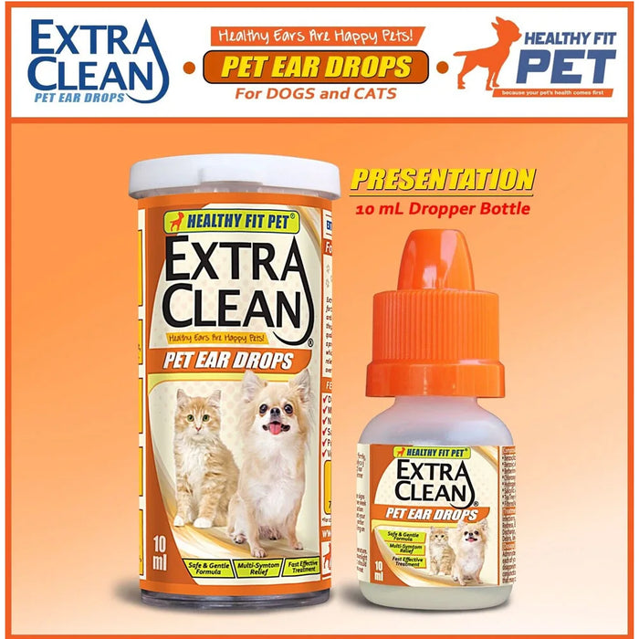 Extra Clean Pet Ear Drops For Dog And Cat, Relieve Itching, Eliminate Odors, Clean Ear Mites, Wax, Dirt 10ml