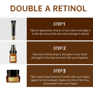 JoyPretty Retinol Face Cream and Eye Cream, Serum, Firm Lift, Anti Wrinkle Aging, Reduce Fine Lines Kit, Facial Skin Care, 3 Pcs