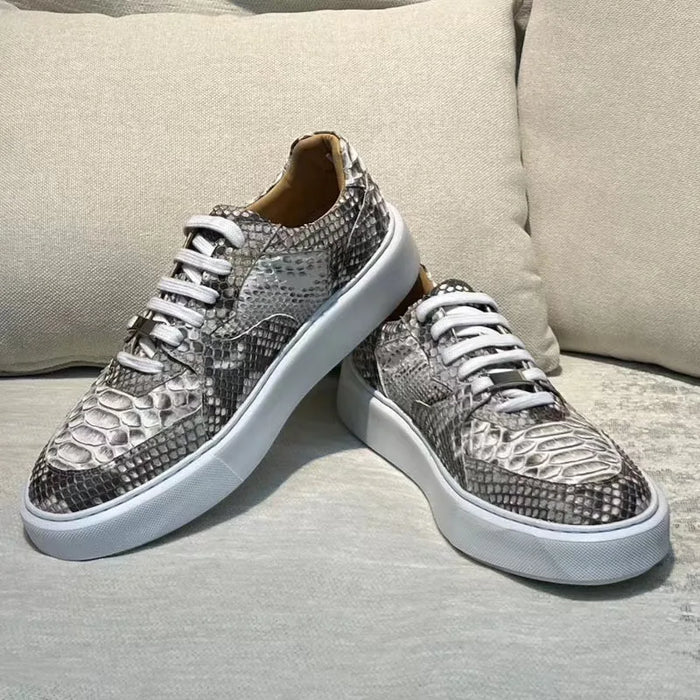 BATMO 2024 new arrival Fashion Snake skin causal shoes men,male Genuine leather sneakers pdd474