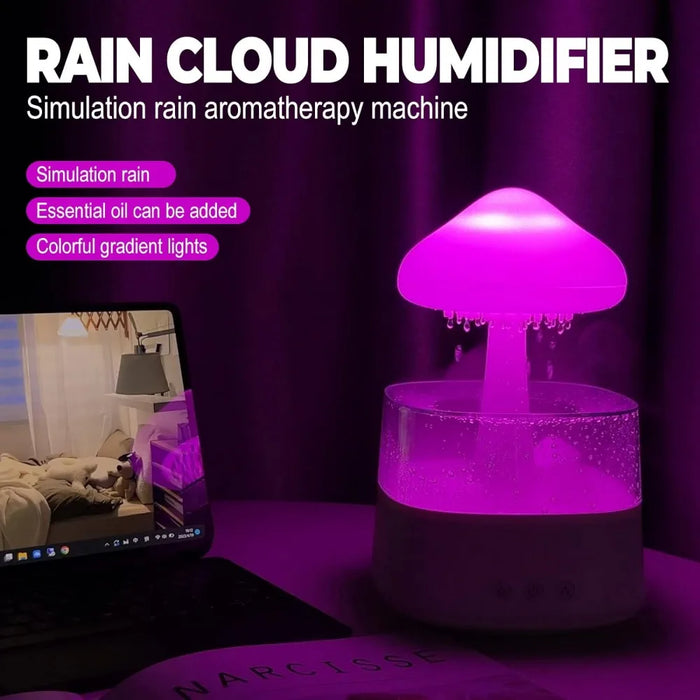 Humidifier Water Drip with Adjustable LED Lights White Noise Humidification Desk Fountain Bedside Sleeping Relaxing Mood