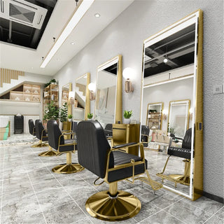 Internet Celebrity Barber Shop Single And Double-sided Mirror,Hair Salon Dedicated Wall-mounted Hairdressing Mirror With Lamp