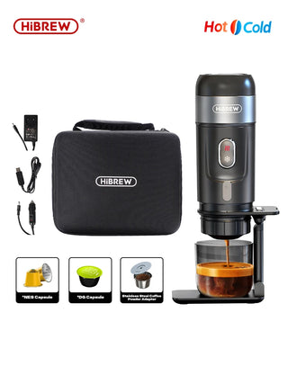 HiBREW Portable Coffee Machine for Car & Home,DC12V Expresso Coffee Maker Fit Nexpresso Dolce Pod Capsule Coffee Powder H4A