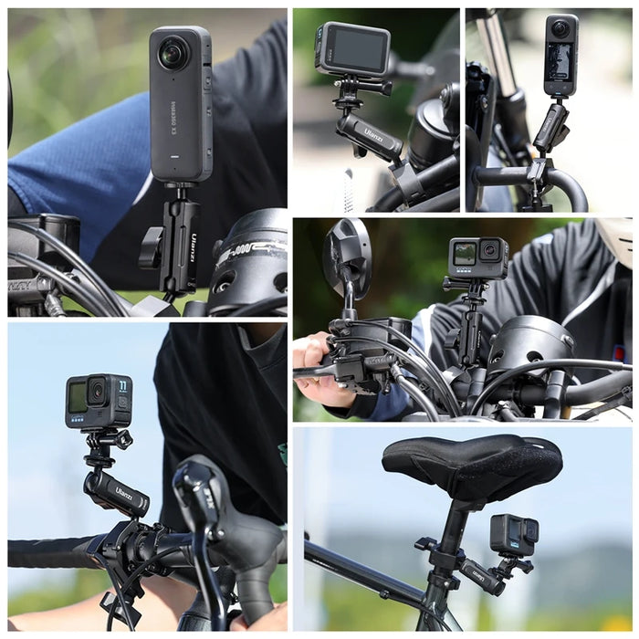 Ulanzi CM025 Action Camera Mount for Go Pro 11 10 9 8 7 6 Insta360 Bicycle Motorcycle Handlebar Mount Travel Video Vlog