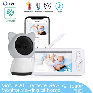 5 Inch Wireles Baby Monitor Babyphone Security Video Camera Bebe Nanny VOX HD Night Vision PTZ Lullabies Temperature Humidity