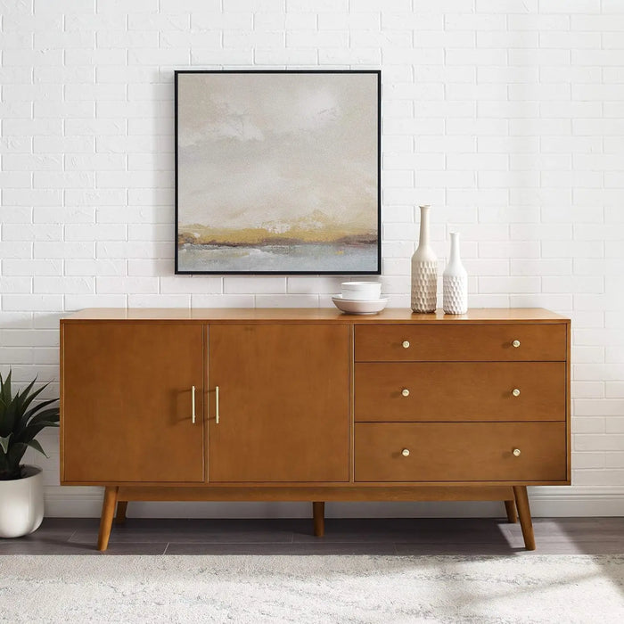 Walker Edison Mid-Century Modern Wood Kitchen Buffet Sideboard Entryway Serving Storage Cabinet Doors-Dining Room Console