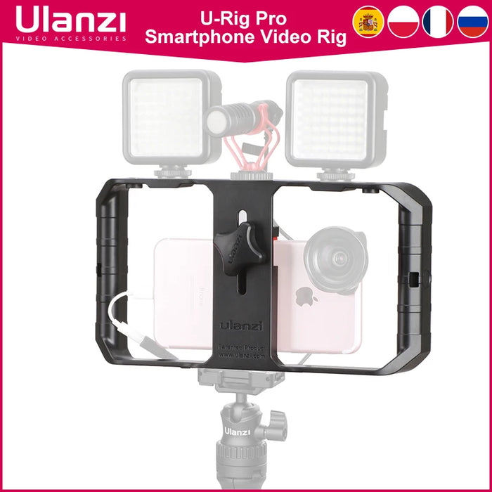 Ulanzi U-Rig Pro Smartphone Video Rig w 3 Shoe Mounts Filmmaking Case Handheld Phone Video Stabilizer Grip Tripod Mount Stand