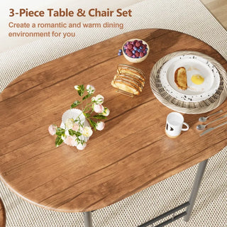 3 Pieces Dining Set Breakfast Table Set Space Saving Wooden Chairs and Table Set, for Dining, Office and Living Spaces of Home