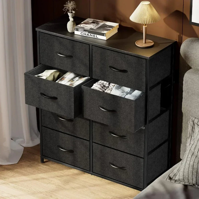 8 Drawers Dresser Fabric Dresser for Bedroom, Chest of Drawers with Fabric Bins,