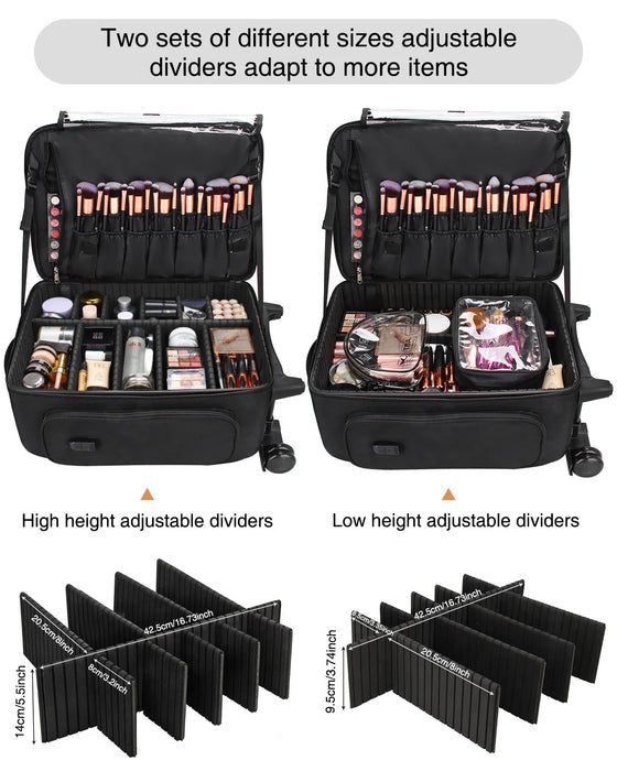 Relavel New Makeup Backpack Rolling Makeup Case Large Capacity Cosmetic Storage Organizer Makeup Brush Bag for MUA