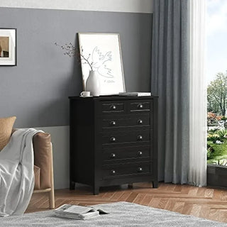 Dressing Cabinet, Chest of Drawers, Retro Shell Handles, Sturdy Wood Frame, Wooden Dresser for Bedroom