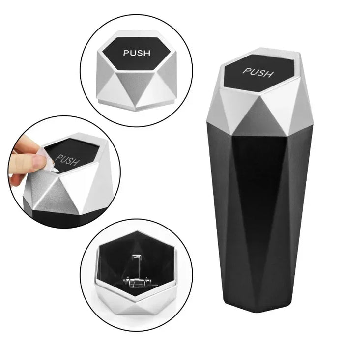 Mini Car Trash Can Portable Dustbin with Lid Leak-proof Auto Trash Bin for Automotive Home Office Garbage Storage Box