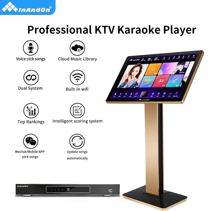 New Version InAndOn 21.5 Inch Karaoke Machine Professional Karaoke Player 6T Touch Screen Home Jukebox InAndOn Karaoke System