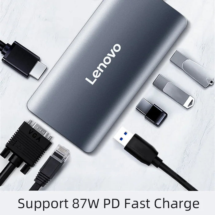 Lenovo 8 In 1 USB C HUB Multi USB 3.0 2.0 HDMI VGA Docking Station Type C Port For Macbook Laptop PC LX0808