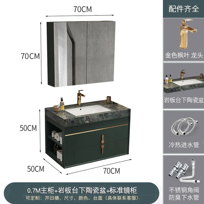 Stone Plate Bathroom Cabinet Combination Toilet Extension Hand Washing Face Washing Whole Washbin Washstand Smart Mirror Cabinet