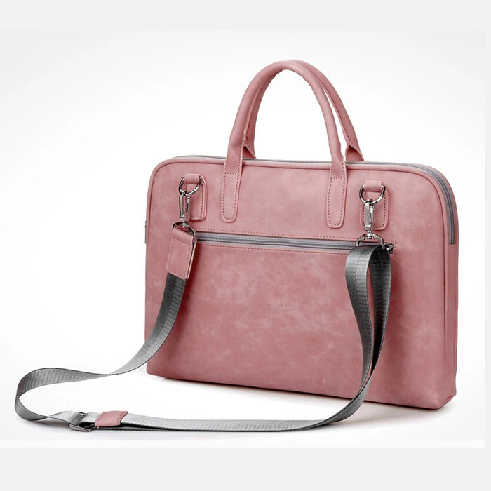 Shoulder Laptop Briefcase 13 14 15.6 16 17.3 Handbag For Macbook Air 13 Pro Case 2022 Fashion Women Bag PU Leather Waterproof