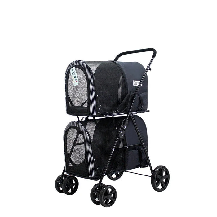 Lealoncat BL12 Four Wheels unique double Pet Stroller for Dog Cat with custom logo