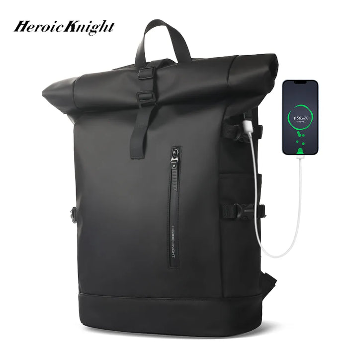 Heroic Knight Men's Backpack Waterproof Rollup Backpack Women Travel Expandable USB Charging Large Capacity Laptop Bag Mochilas